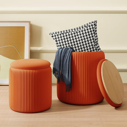 NestEase Velvet Storage Ottoman Set