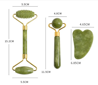3-in-1 Jade Face Roller Set