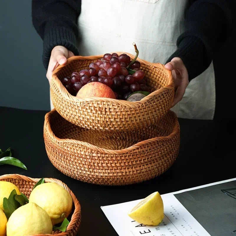 Handwoven Rattan Food Storage Basket