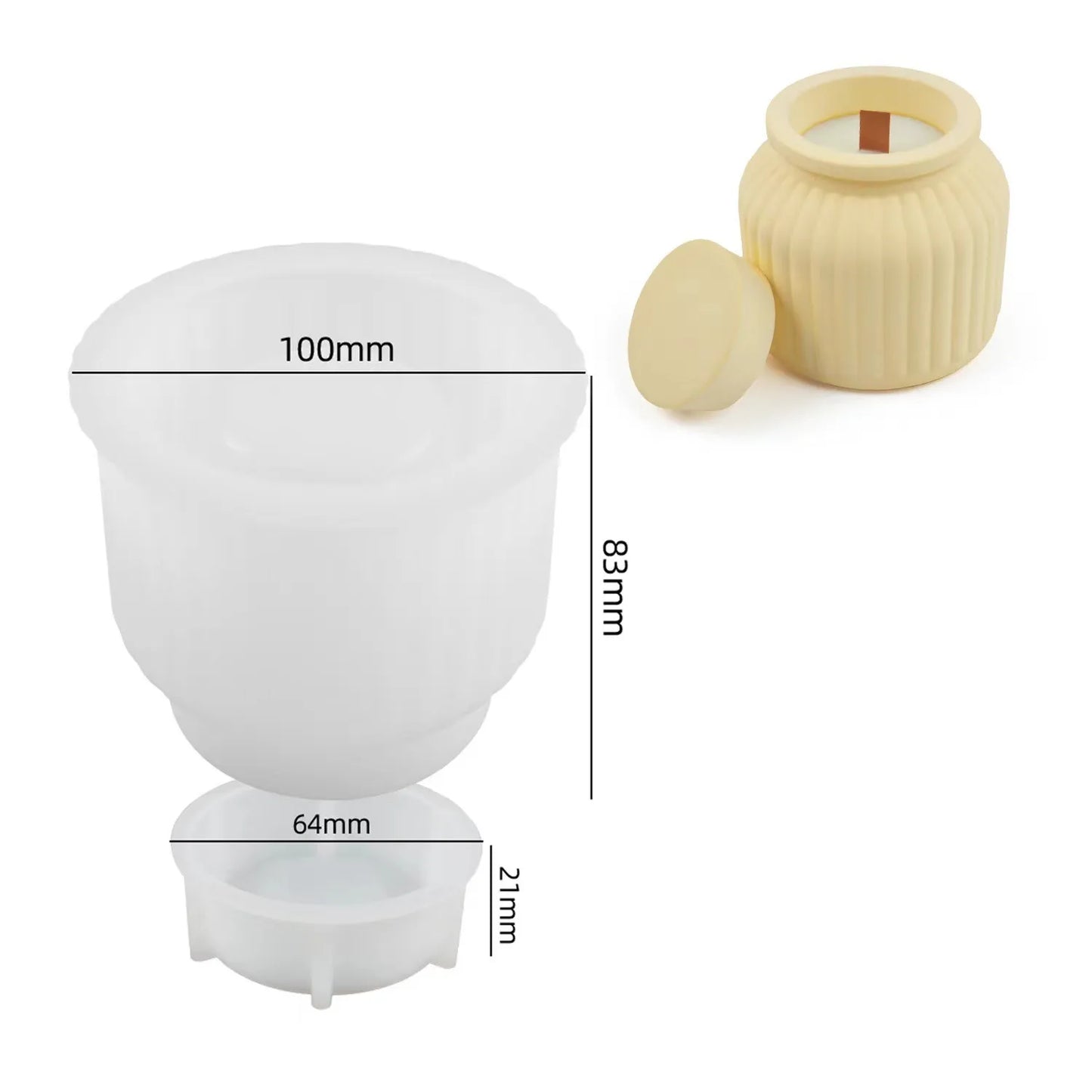 Ribbed Silicone Candle Mold Jar