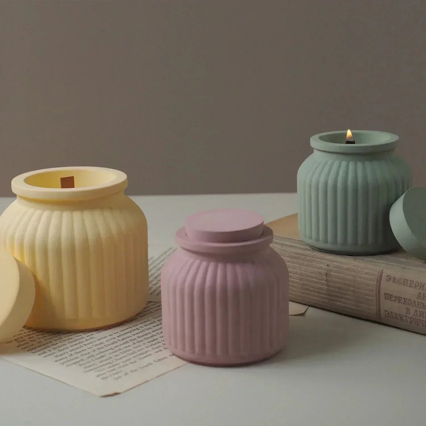 Ribbed Silicone Candle Mold Jar