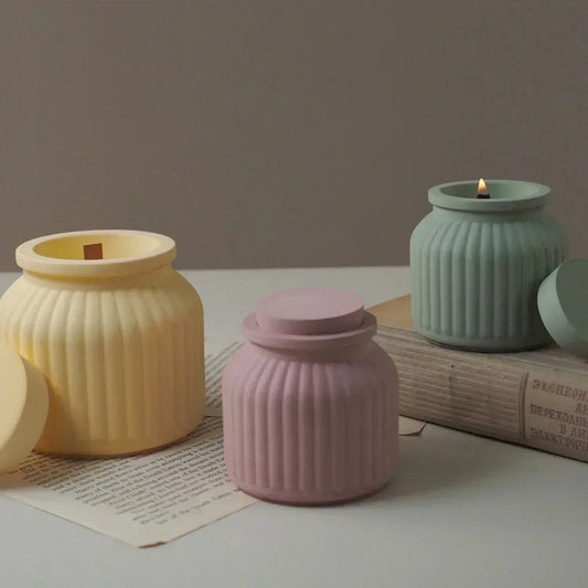 Ribbed Silicone Candle Mold Jar