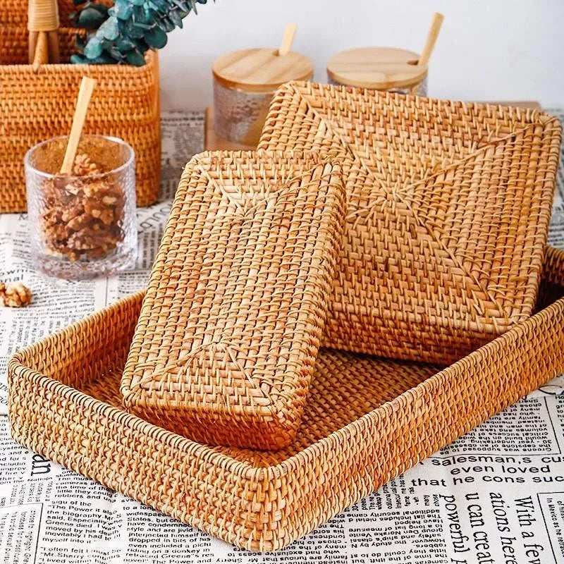 Handwoven Rattan Food Storage Basket