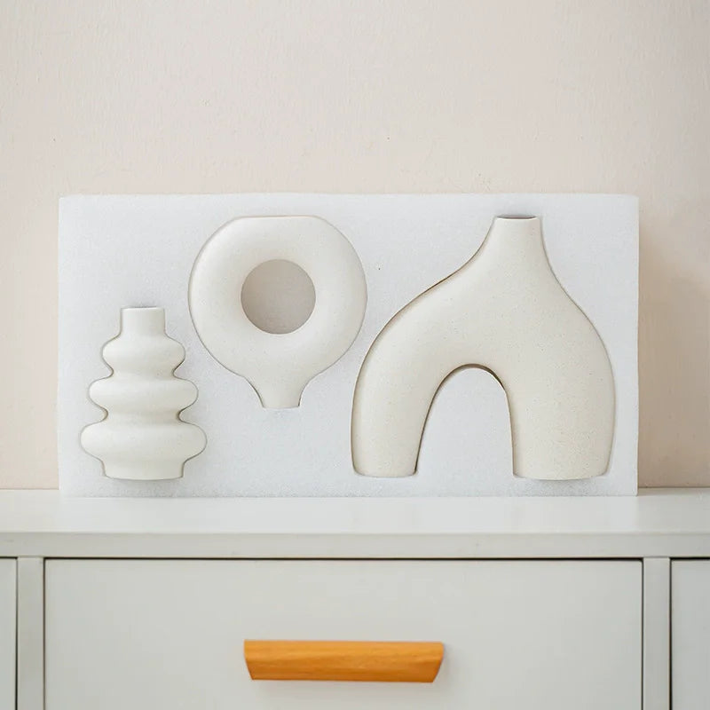 Elegant European Ceramic Vase Set (3-Piece)