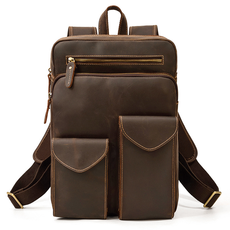 Crazy Horse Leather Travel Backpack
